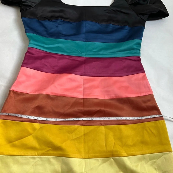 Loafavarra Women colorful Stripped Bell Sleeves Open Back Cocktail Dress Sz 6/ S - Picture 5 of 10